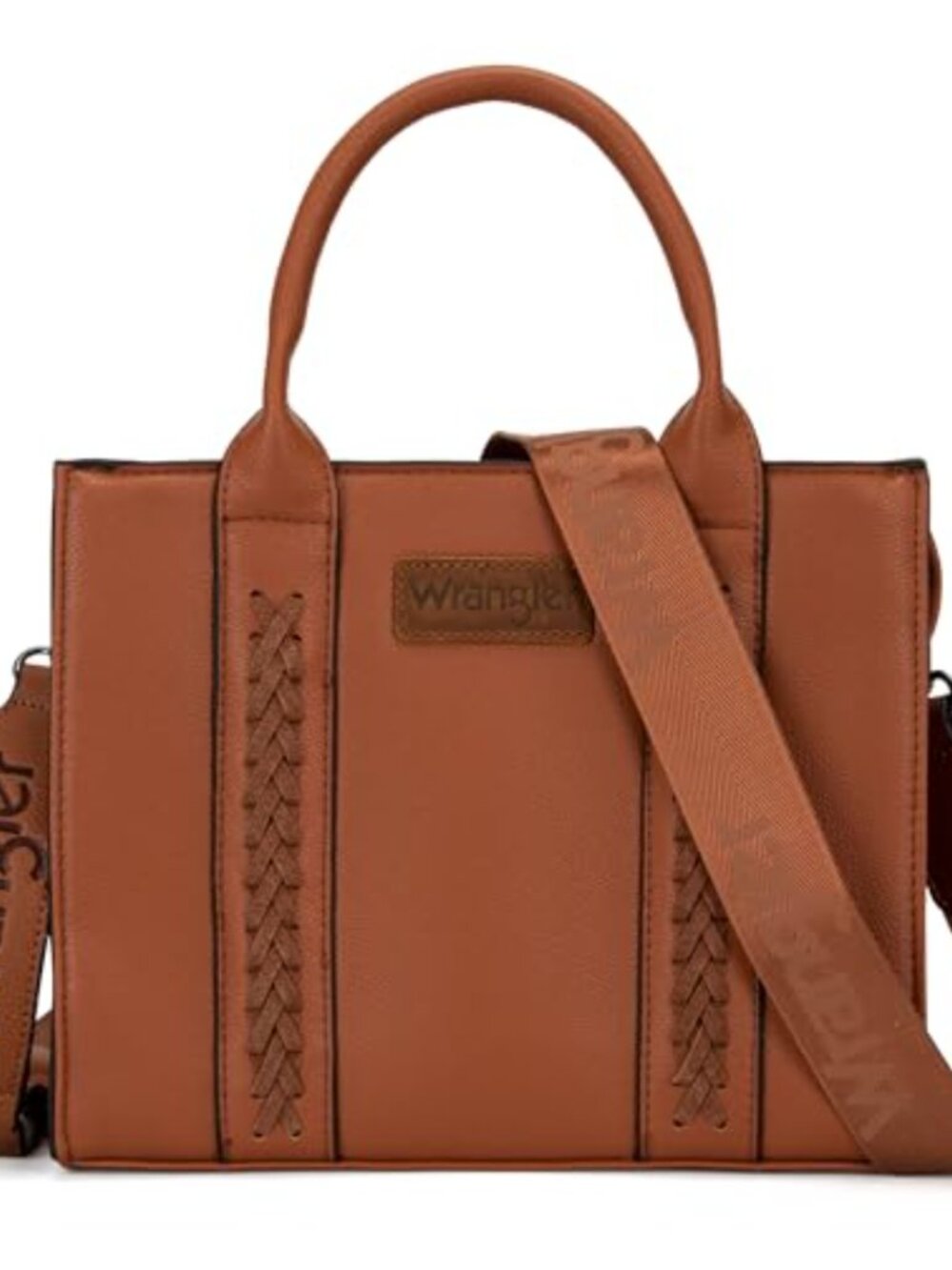 Vegan Leather Tote Bag Whipstitch Western Top-Handle Handbag with Crossbody